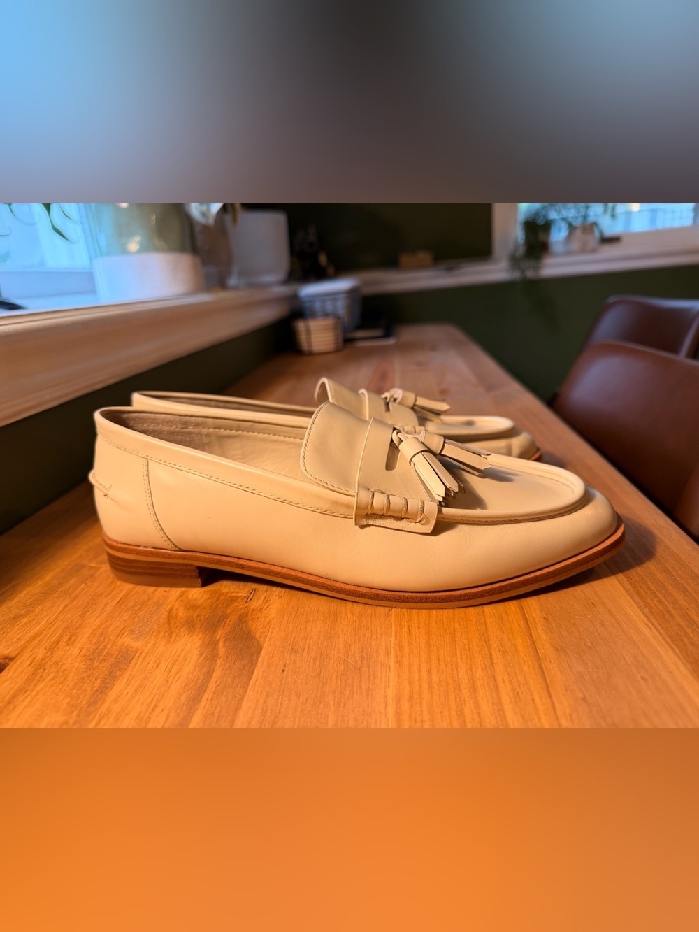 Vince Camuto Cream Leather Tassel Loafers - Picture 2 of 6